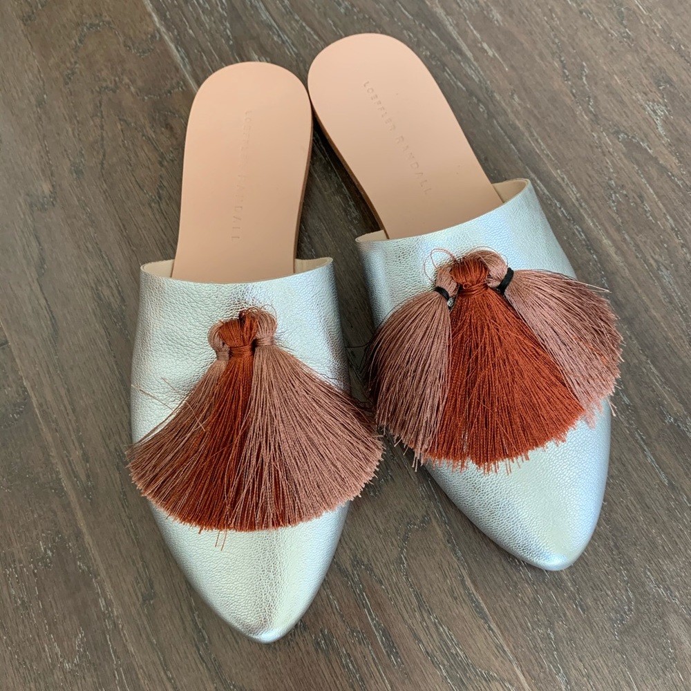 Loeffler Randall Silver Winnie Closed-toe Slides